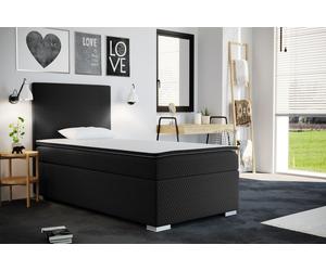 Lits pour adolescents Lit enfant Lit boxspring avec coffre de rangement Surmatelas ICON 100 x 200 cm Noir