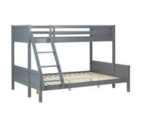 Lits pour enfants superposes 3 couchages avec sommier a lattes 1 lit deux places 140x200 cm et 1 lit une place 90x200 cm bois gris
