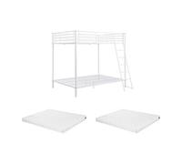 Vente-unique - Lits superposés 2 x 140 x 190 cm - Métal - Blanc + Matelas - Gemini II - pour Enfant