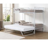 Lits superposés 2 x 90 x 190 cm avec lit d'appoint - Blanc - DUOTIS