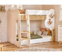 Lits superposés 2 x 90 x 190 cm - Blanc et Naturel + Matelas - PILATI