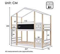 Lits superposés 2x90x200cm avec échelle lit mezzanine pour enfant 2x sommiers à lattes naturel et blanc lit cabane