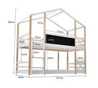 Lits superposés 2x90x200cm avec échelle lit mezzanine pour enfant 2x sommiers à lattes naturel et blanc lit cabane