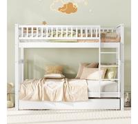 Lits Superposés 90 X 200 Cm-lit Enfant Avec Lit Gigogne-lits Triple-blanc