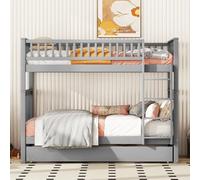 Lits Superposés 90 X 200 Cm-lit Enfant Avec Lit Gigogne-lits Triple-escaliers Stables-gris