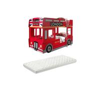 Lits Superposés 90x200cm Bus Londres avec Leds + Matelas - SOHO -