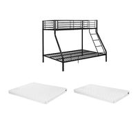 Lits superposés ELEVATIO IV - 90 et 140 x 190 cm - Acier - Noir + matelas