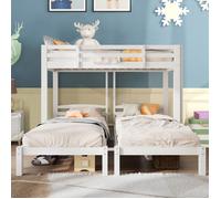Lits superposés enfant 3 places 90x200cm Lit triple avec sommier lattes Lit mezzanine aver escaliers lit ado Bois massif blanc