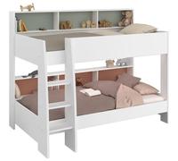 Lits Superposés Enfant PARISOT JIM, 2 x 90x200 cm, Vert Céladon/Terracotta et Blanc Ombre, Sommiers inclus