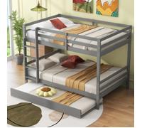 lits superposes enfants 3 places fonctionnel 140x200 cm gris Structure stable lit gigogne et barrières hautes