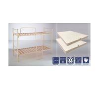 Lits Superposés Métal Epoxy + 2 Matelas 80x190 x 15 cm - Très Ferme - Ame Poli Lattex Haute Résilience - hypoallergénique