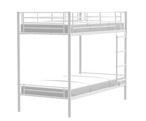 Lits superposés métalliques séparables - Blanc - Boxspring inclus - 2 x 90 x 190 cm - ALICE