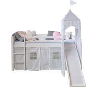 Lits superposés mezzanine Échelle Glissore Tour Pin Rideau blance 90x200
