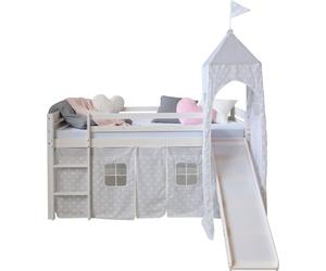 Lits superposés mezzanine Échelle Glissore Tour Pin Rideau blance 90x200