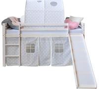 Lits superposés mezzanine Échelle Glissore Tunnel Pin Rideau blance 90x200