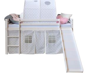 Lits superposés mezzanine Échelle Glissore Tunnel Pin Rideau blance 90x200