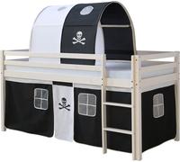 Lits superposés mezzanine Échelle Tunnel Sac Pin Rideau Pirate Noir 90x200