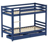 Lits superposés pour enfants 190x90cm bleu foncé avec tiroirs AMBRE
