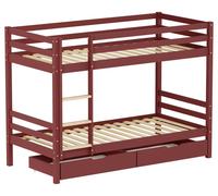 Lits superposés pour enfants 190x90cm terracotta avec tiroirs AMBRE