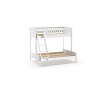 Vipack SCOTT Lit familial avec surface de couchage 90x200 et 140x200 cm, incl. sommier à lattes et échelle, finition en pin laqué blanc