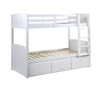 Lits superposés séparables ANCHISE II - 2 x 90 x 190 cm - Avec rangements - Pin blanc
