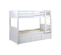 Vente-unique Lits superposés séparables ANCHISE II - 2 x 90 x 190 cm - avec rangements - Pin Blanc