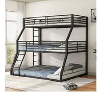Lits superposés - SINGULARITY - Triple 90x200/120x200/140x200 - Métal - Noir - Sans matelas