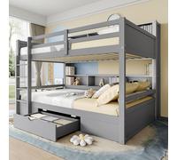 Lits superposés Sweiko,90x200cm(90x200cm) Lits simples, Lits d'enfant, , Lits superposés, avec tiroirs, avec rangements, Sans matelas, Gris