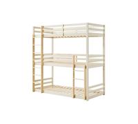 Vente-unique - Lits superposés Triple - 3 x 90 x 200 cm - Pin - Beige et Naturel - VAGAR