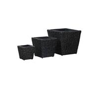 vidaXL Bac à fleurs 3 pcs. Jacinthe d'eau Noir