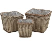 Lits surélevés 3 pcs Osier avec doublure en PE