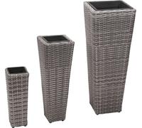 Lits surélevés de jardin 3 pcs Résine tressée Gris