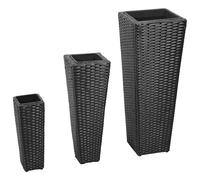 vidaXL Parterre de jardin surélevé 3 pièces Poly rotin noir