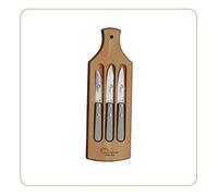 Little balance 8425 - Coffret 3 couteaux Office - Fabrication 100% française - Set 3 couteaux de cuisine - Lame Inox Esprit de Thiers - 2 Couteaux office - 1 Couteau Bec d'Oiseau - Planche à découper