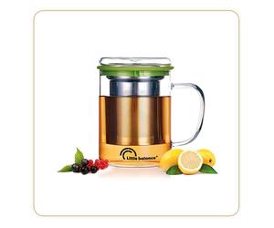 LITTLE BALANCE 8442, Mug Infuseur, mug à thé en verre borosilicate, Infuseur Inox, Poignée anti-brûlures, 400 ml