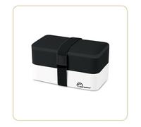 LITTLE BALANCE 8452 Lunch Box 2 étages, 3 couverts inclus, Boîte Repas écologique, sans BPA, Totalement hermétique, 1200 ml, Blanc/Noir