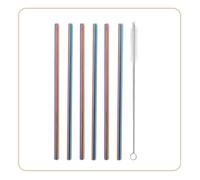LITTLE BALANCE 8454 Pailles Inox, Kit de 10 pailles réutilisables avec 1 goupillon, 26,5 cm, Multicolore, Inox