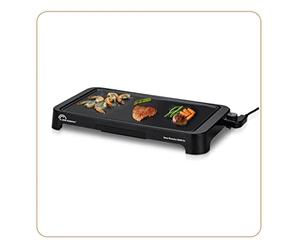 LITTLE BALANCE 8552 Easy Plancha 2000 XL, Plancha électrique 6-8 personnes, Surface de cuisson XXL, Tout type d'aliments, 2000 W, Noir