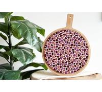 Little Creations mosaik Plateau de service rond - Kit de bricolage pour adultes - Créez votre propre plateau de service - 39 cm de long, 30 cm de large - Possibilités d'utilisation polyvalentes (rose)