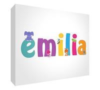 Little Helper LHV-EMILIA-A6BLK-15IT Panneau décoratif pour bébé/baptême idée Cadeau, Design Personnalisable avec nom de Fille Emilia, Multicolore, 10,5 x 14,8 x 2 cm