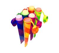 Little Ice Pop Moules avec couvercle fixé, 15 x 5,5 cm - Lot de 6 moules à sucettes glacées de cuisine, flexibles, durables et réutilisables - Facile à nettoyer, sucettes glacées colorées (couleur)