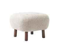 Little Petra ATD1 Pouf en Peau de Mouton Clair de Lune/ Noyer
