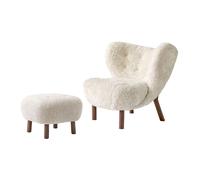 Little Petra VB1 Fauteuil Peau de Mouton Clair de Lune/Noyer, ATD1 Puf Inclus