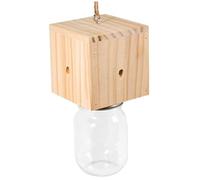 Littlebedd Piège à abeilles de charpentier pour l'extérieur, piège à abeilles en bois naturel avec pot transparent, piège à guêpes efficace pour jardin, terrasse et terrasse, attrape-insectes