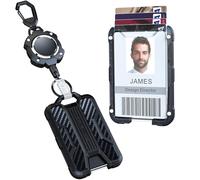 LIUGX Porte-badge rétractable, porte-clés rétractable robuste, texture en fibre de carbone, support pour carte d'identité durable (4 cartes), 80 cm, plus de 10 000 rebonds