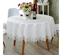 LIUJUAN Nappe pour Tables Coton Toile Cirée Nappe en Dentelle Nappe Blanche Nappe Creuse Table Basse-Blanc_180Cm Rond 【Convient pour Table Ronde 120-140】