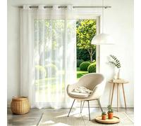 LIUJYUAN Rideau Voilage 135 x 250 cm Semi-Transparent, Oeillet Rideaux Voilages Salon Léger, Modernes, Décoration pour Fenetre Chambre Adulte Salon, Blanc