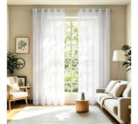 LIUJYUAN Rideaux Transparents 135 x 250 cm Oeillet, Semi-Transparent Rideaux en Voile Léger, Modernes, Décoration pour Maison Salon Chambre Fenêtre, Blanc
