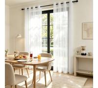 LIUJYUAN Rideaux Transparents 135 x 250 cm Oeillet, Semi-Transparent Voile Drapes Respirant, Modernes, Léger pour Chambre Salon de Porte Fenetre, Blanc