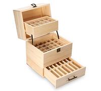 Liukouu Organisateur de boîte de rangement pour huiles essentielles en bois 59 emplacements - La boîte de stockage d'huile essentielle à trois couches contient 59 bouteilles d'huile essentielle